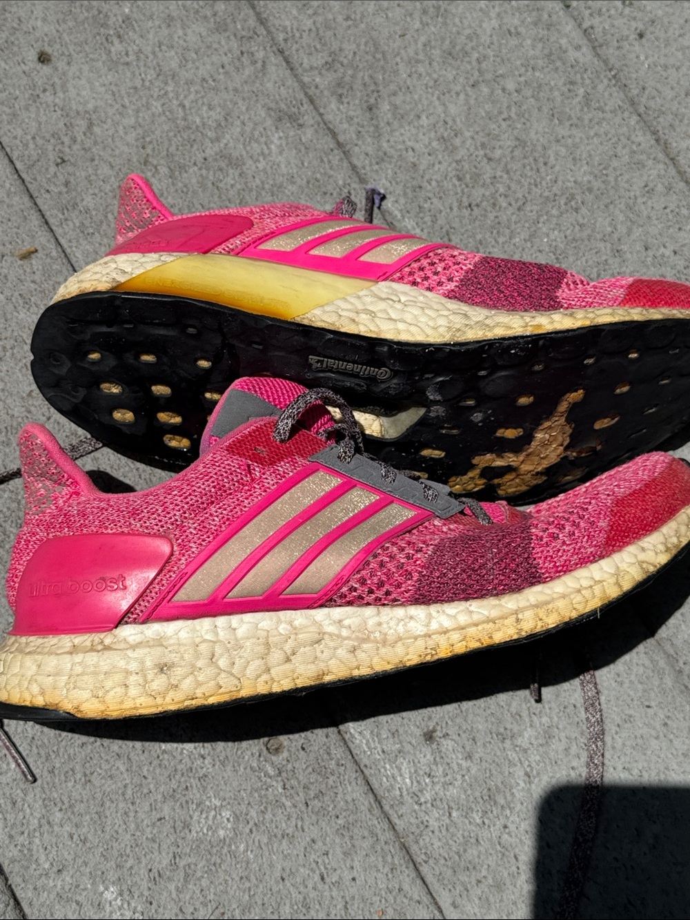 adidas Pink Women's Running Sneakers with Gold Stripes